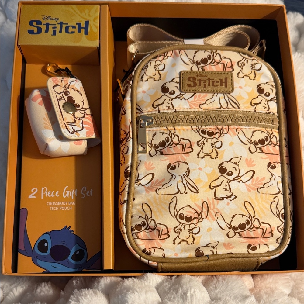 Disney Stitch Cream and Tan Crossbody Set